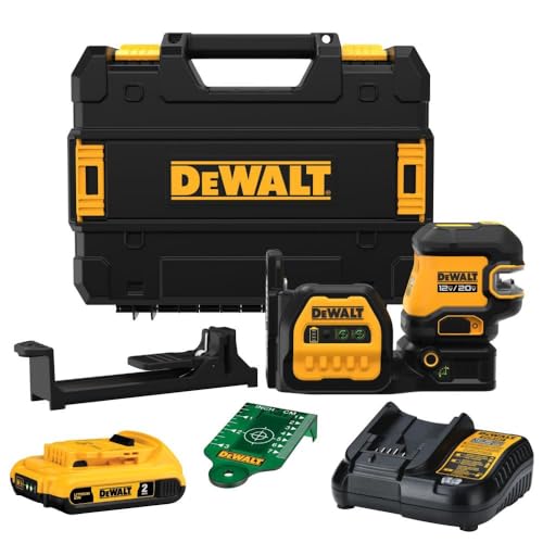 DEWALT 20V/12V MAX Laser Level Kit, Cross Line Laser and 5 Spot Laser, Green (DCLE34520G)