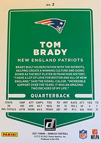 New England Patriots 2021 Donruss Factory Sealed Team Set with Tom Brady Plus a Rated Rookie Card of Mac Jones #255