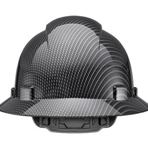 Acerpal Full Brim Non-Vented Classic Black Carbon Fiber Design Gloss Finish OSHA Hard Hat with 6-Point Suspension