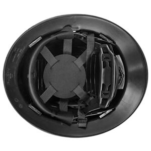 Acerpal Full Brim Non-Vented Classic Black Carbon Fiber Design Gloss Finish OSHA Hard Hat with 6-Point Suspension