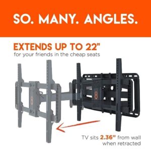 ECHOGEAR Full Motion TV Wall Mount for Big TVs Up to 90" & On-Wall Surge Protector with 6 Pivoting Outlets - Smooth Swivel, Tilt & Extension Mount - 1080 Joules of Surge Protection