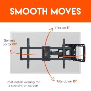 ECHOGEAR Full Motion TV Wall Mount for Big TVs Up to 90" & On-Wall Surge Protector with 6 Pivoting Outlets - Smooth Swivel, Tilt & Extension Mount - 1080 Joules of Surge Protection