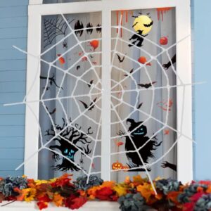 TEXASDELUXE 4 feet White Spiderweb Spider Webs Halloween Decorations Large 5ft end-to-end White Spider Web Spiders Halloween Decorations Round Rope Spider Web Decoration