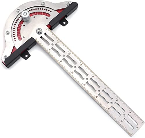 HTTMT- 13" Woodworker Edge Ruler 0-70°Adjustable Protractor Angle Finder Two Arm Carpentry Ruler Measure Layout Tool [P/N: ET-TOOL041-15-RAW]…