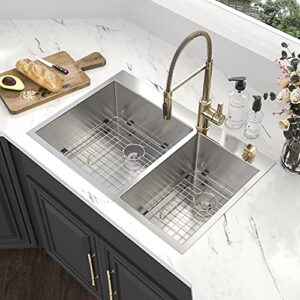 33 Kitchen Sink Drop In - Kichae 33 Inch Kitchen Sink Double Bowl 60/40 Stainless Steel 18 Gauge Drop In Top Mount Overmount Kitchen Sink Basin