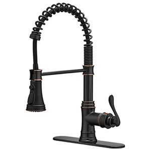evolvegoods touch kitchen faucet with pull down sprayer 3 modes oil rubbed bronze spring commercial single handle one hole high arc goose neck touch activated faucet for kitchen sink solid brass