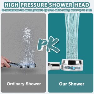 High Pressure Shower Head, Handheld ShowerHead, 360° Rotating Vortex Shower Head with Upgrade Switch Button,Detachable Shower Heads with 59" Stainless Hose, 2 Filters, Shower Head Holder