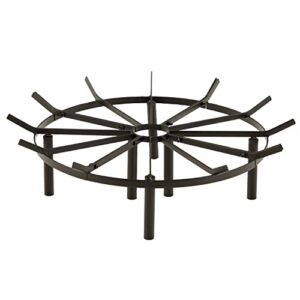 28in fire grate log grate, round spider wagon wheel firewood grates, heavy duty fire pit grate for outdoor campfire, hearth wood stove and outdoor camping fire pit black