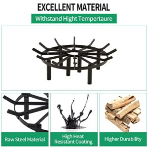 28in Fire Grate Log Grate, Round Spider Wagon Wheel Firewood Grates, Heavy Duty Fire Pit Grate for Outdoor Campfire, Hearth Wood Stove and Outdoor Camping Fire Pit Black