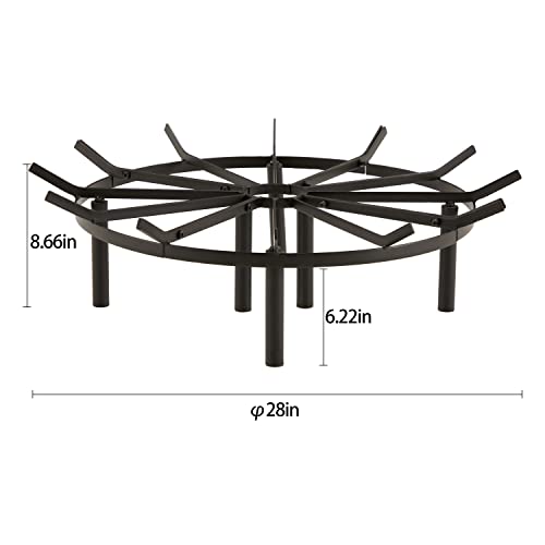 28in Fire Grate Log Grate, Round Spider Wagon Wheel Firewood Grates, Heavy Duty Fire Pit Grate for Outdoor Campfire, Hearth Wood Stove and Outdoor Camping Fire Pit Black