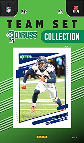 Denver Broncos 2021 Donruss Factory Sealed 10 Card Team Set featuring a Rated Rookie Card of Patrick Surtain II