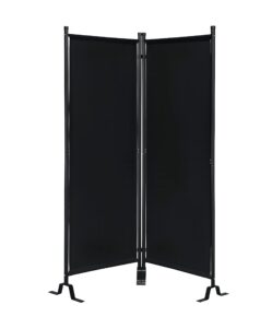 proman products fs17184 galaxy ii indoor/outdoor room divider (2-panels, 24" w/panel), water repellent fabric, metal frame, 50.25" w x 12" d x 71" h, black