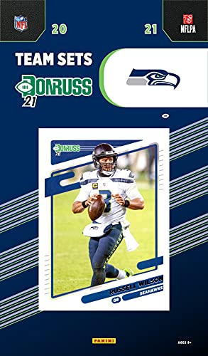 Seattle Seahawks 2021 Donruss Factory Sealed 9 Card Team Set with Russell Wilson and a D'Wayne Eskridge Rated Rookie Card Plus