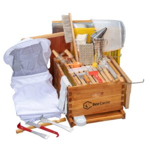 beecastle 10-frame bee hives and supplies starter kit,beehive kit dipped in 100% beeswax,bee keeping supplies-all beginners kit includes beekeeping supplies tool set and bee suit.