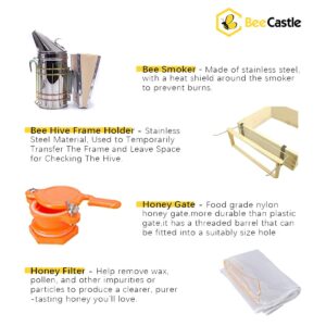 BeeCastle 10-Frame Bee Hives and Supplies Starter Kit,Beehive Kit Dipped in 100% Beeswax,Bee Keeping Supplies-All Beginners Kit Includes Beekeeping Supplies Tool Set and Bee Suit.