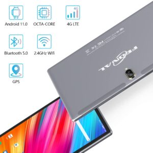 Tablet 10 inch Android 11 Tablet 2024 Latest Update 4G Phone Tablet 64GB + 4GB Storage Octa-Core Processor, 13MP Camera, Dual SIM Card Slot, 128GB Expand Support, GPS, WiFi, Bluetooth, 1080P HD (Gray)