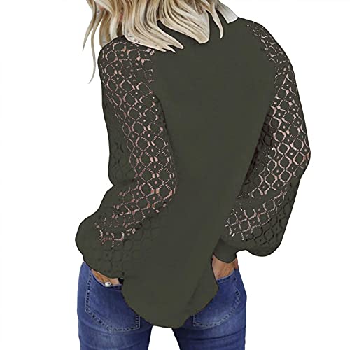 Plus Size Tops for Women Casual Fall Lantern Long Sleeve Shirts Lace Crewneck Loose Fit Sweatshirt Tunic Tops