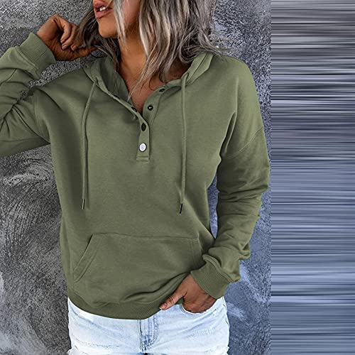 Baralonly Hoodies for Women, Womens Button Down Pullover Shirts Casual Long Sleeve Drawstring Sweatshirts Tops with Pocket