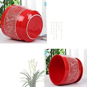 WANIYA1 Chinese Style Big Red Plant Pots Ceramic Succulents Planter Flower Pot Plant Containers Home Decoration Cylinder Planter Outdoor Garden Bonsai Pots Gardening Flower Pots (Size : 21cm)