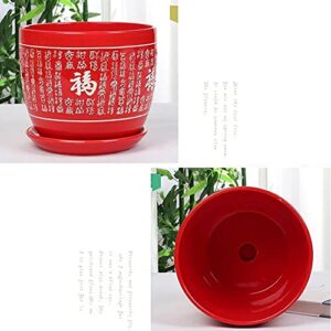 WANIYA1 Chinese Style Big Red Plant Pots Ceramic Succulents Planter Flower Pot Plant Containers Home Decoration Cylinder Planter Outdoor Garden Bonsai Pots Gardening Flower Pots (Size : 21cm)