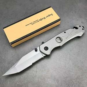 通用 outdoor camping survival knife multifunction tactical rescue tools folding hunting knife w/belt cutter glass breaker pocket knife