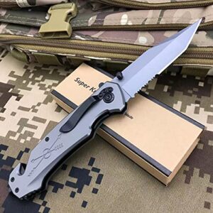 通用 Outdoor Camping Survival Knife Multifunction Tactical Rescue Tools Folding Hunting Knife w/Belt Cutter Glass Breaker Pocket Knife