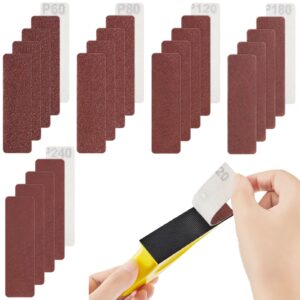 100 pieces detail sander refills micro finishing sander paper micro zip finger sander for crafts, assorted grit of 60/80/ 120/180/ 240, multi-color, 3.5 x 1 inch for wood furniture metal automotive