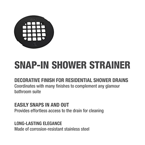 Oatey Universal 4-1/4 in. Round Snap-Tite Shower Strainer, Matte Black