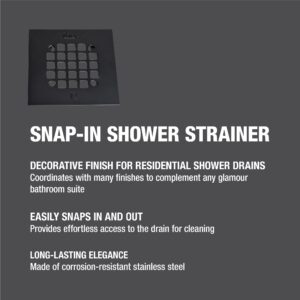 Oatey Universal 4-1/4 in. Square Snap-Tite Shower Strainer, Matte Black