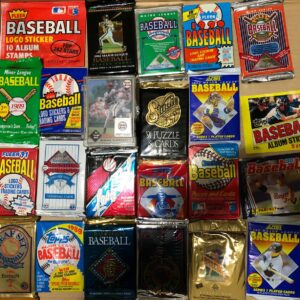 100 Vintage MLB Baseball Cards in Factory Unopened wax packs and box sets