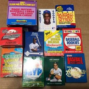 100 Vintage MLB Baseball Cards in Factory Unopened wax packs and box sets