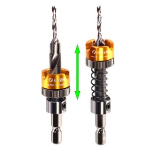 Adjustable Depth Countersink Drill Bit_Self-Adjusting Depth Control Without Wrench, Preventing Scratches Or Marks by Stopper Mounted Bearing, Tungsten Carbide Tipped Counterbore_5/32"x25/64" (4x10mm)