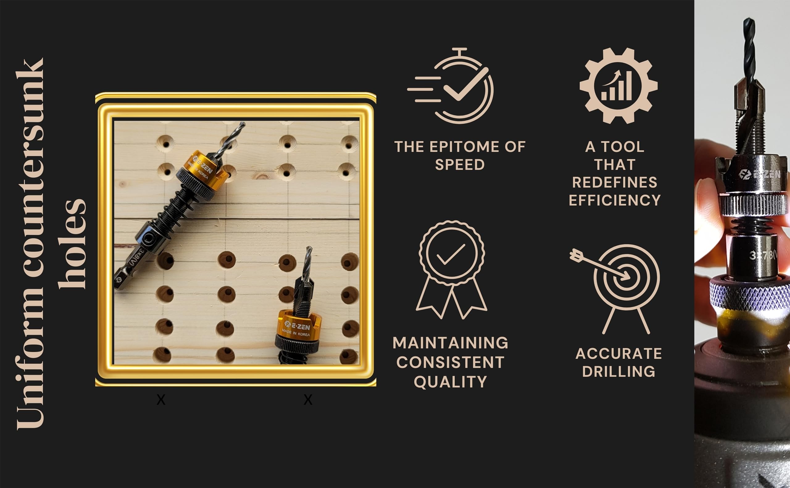 Adjustable Depth Countersink Drill Bit_Self-Adjusting Depth Control Without Wrench, Preventing Scratches Or Marks by Stopper Mounted Bearing, Tungsten Carbide Tipped Counterbore_5/32"x25/64" (4x10mm)