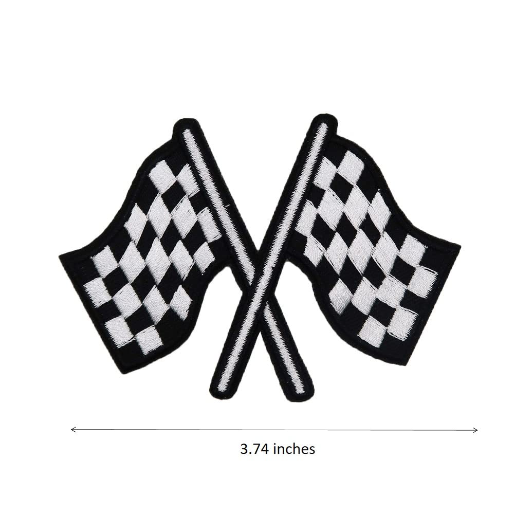 Checkered Flag Embroidered Iron On Patches Win Finish Race Racing Emblems