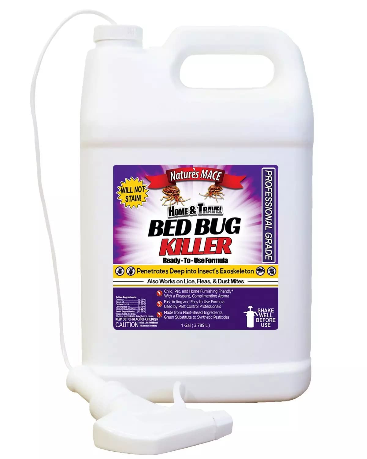 Nature’s MACE Bed Bug Killer 1 Gal Spray/Commercial Grade Bed Bug Killer/Kills Eggs, Nymphs, and Adults Bed Bugs on Contact/Odorless & Non-Staining Spray