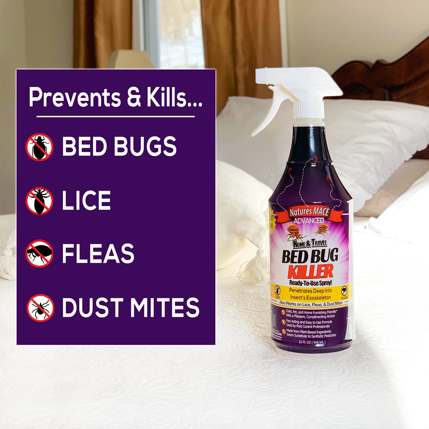 Nature’s MACE Bed Bug Killer 1 Gal Spray/Commercial Grade Bed Bug Killer/Kills Eggs, Nymphs, and Adults Bed Bugs on Contact/Odorless & Non-Staining Spray