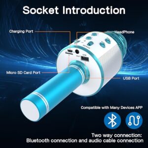 IJO Handheld Bluetooth Karaoke Microphone-Kids Birthday Wireless Mic Singing Toys-Gifts for Age 3 4 5 6 7 8 9 10 Years Old Girls and Boys(Blue)