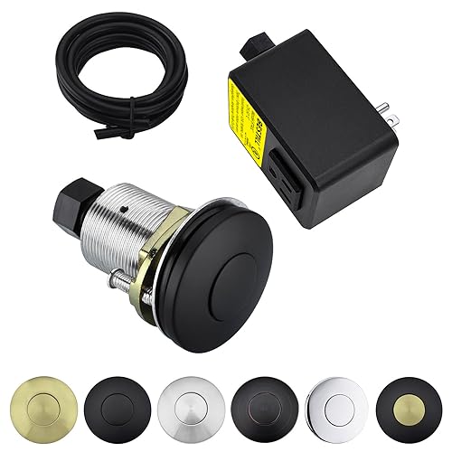 BESTILL Garbage Disposal Air Switch Kit, UL Listed, Sink Top On/Off Switch for Food Waste Disposer, Stainless Steel Push Button, Matte Black