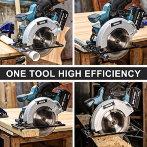 WESCO 20V Cordless Circular Saw, 6-1/2 Inch Electric Power Saw with 4.0Ah Battery & Fast Charger, Speed 4000RPM, Max Cutting Depth 2-5/64", 2pcs TCT Saw Blades for Woodworking