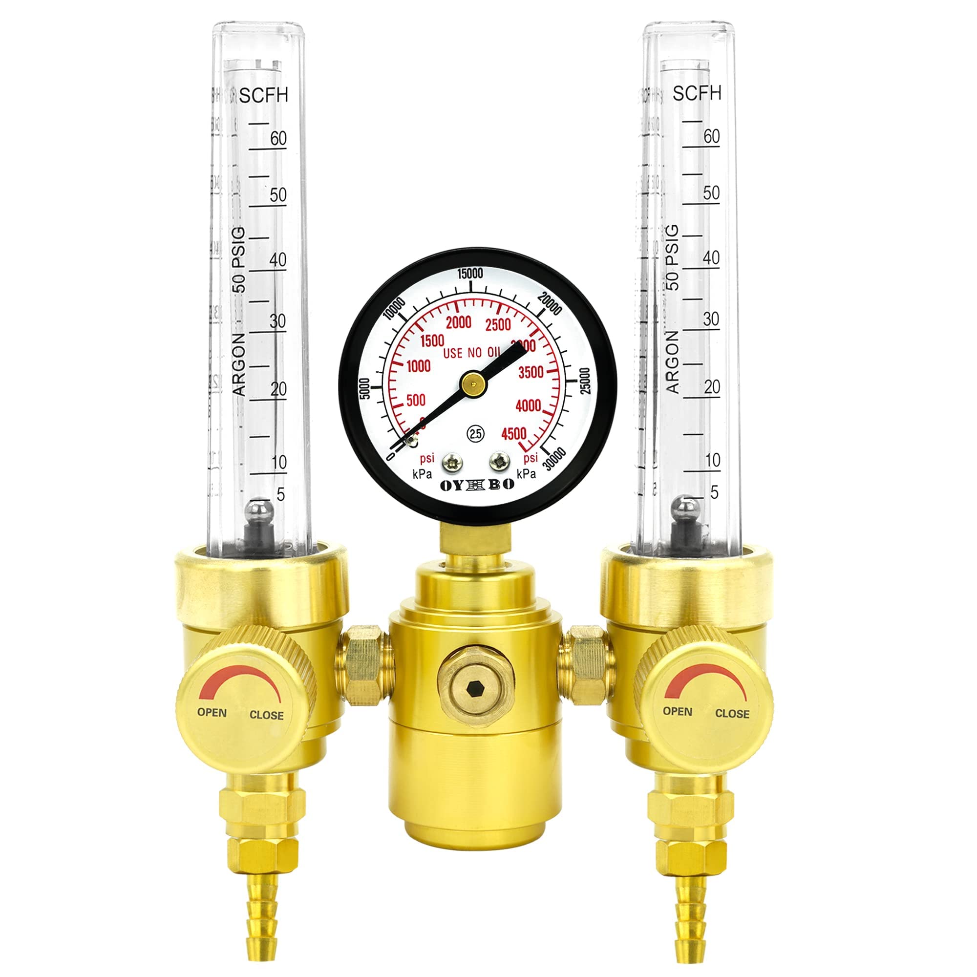 OYHBO Dual Output Argon Regulator Flow Meter for Tig Mig Welding Welder CGA-580 Inlet