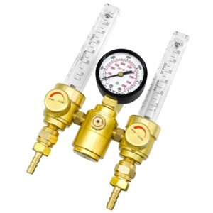 OYHBO Dual Output Argon Regulator Flow Meter for Tig Mig Welding Welder CGA-580 Inlet