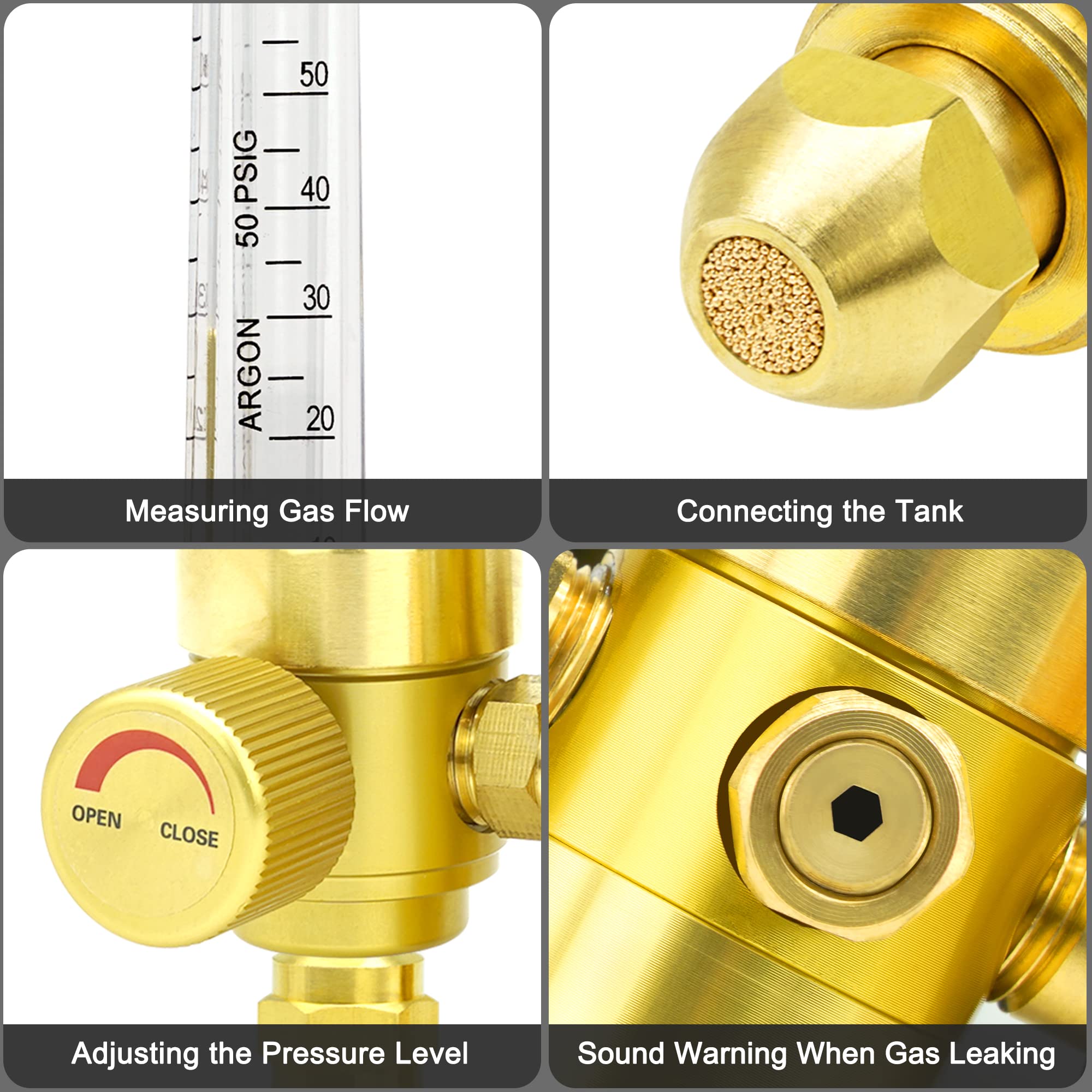 OYHBO Dual Output Argon Regulator Flow Meter for Tig Mig Welding Welder CGA-580 Inlet