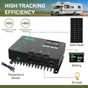 HQST MPPT Solar Charge Controller 40 Amp Negative Grounded Controller with Bluetooth LCD Display, 12V/24V DC Input Solar Panel Regulator for Gel Sealed Flooded and Lithium Battery