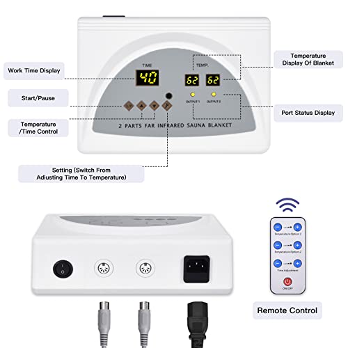 Juilsioa Infrared Sauna Blanket for Fitness and Detox Anti Aging, Length 71" with Remote Control, 2 Zone Temperature Control, Quick Sweating Professional Body Sculpting Home Sauna