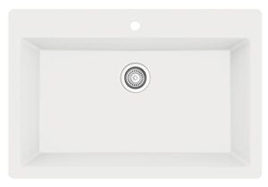 karran qt-812 top mount 33 in. large single bowl quartz kitchen sink in white