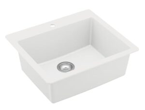 karran qt-820 top mount 25 in. single bowl quartz kitchen sink in white