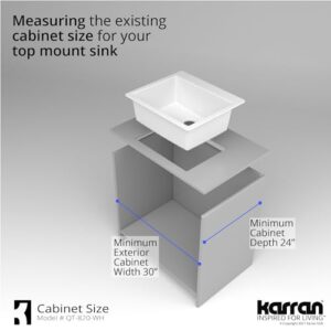 Karran QT-820 Top Mount 25 in. Single Bowl Quartz Kitchen Sink in White