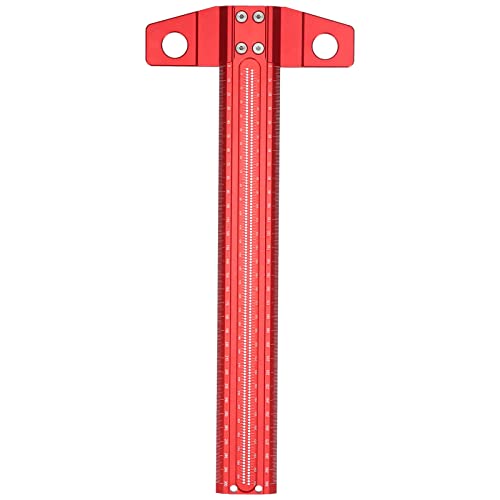 T Square Ruler Aluminum Alloy Removable Woodworking Scriber Art Framing Drafting Tools Ultra Precision Marking Ruler(Red)(300mm)