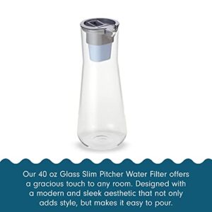 Hydros | 40oz Water Filter Glass Slim Pitcher | Powered by Fast Flo Tech | Dishwasher Safe | 40 Second Quick Fill-Up | 5 Cup Capacity Slim Pitcher | BPA Free