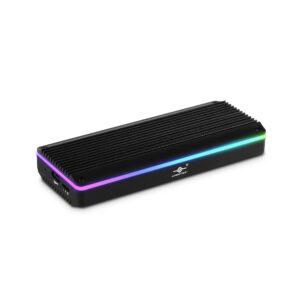 Vantec M.2 NVMe SSD to USB 3.1 Gen 2x1 Type C Syncable RGB Enclosure (NST-210C3-RGB), Small and Portable,Black